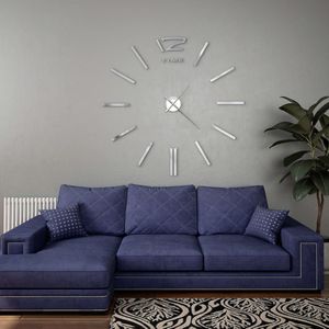 VidaXL-3D-wandklok-100-cm-XXL-modern-zilverkleurig