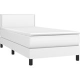 vidaXL Boxspring met matras kunstleer wit 100x200 cm