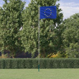 vidaXL Vlag met vlaggenmast Europa 6,23 m aluminium