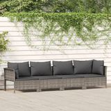 VidaXL 4-Delige Loungeset met Kussens - Poly Rattan Grijs