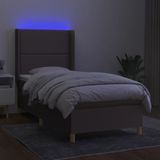 vidaXL Boxspring met matras en LED stof donkerbruin 80x200 cm