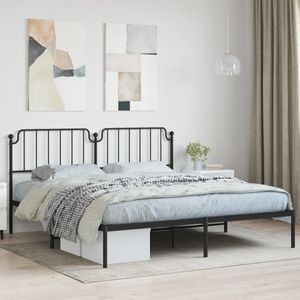 vidaXL Bedframe met hoofdbord metaal zwart 160x200 cm