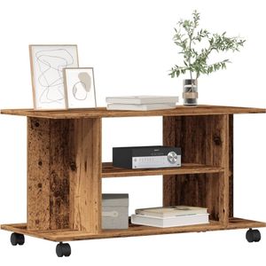 vidaXL Tv-meubel met wieltjes 80x40x45 cm bewerkt hout oud houtkleurig