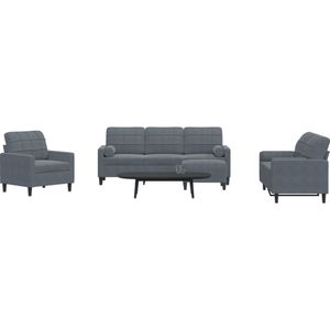vidaXL 4-delige Loungeset met kussens en bolsters fluweel donkergrijs