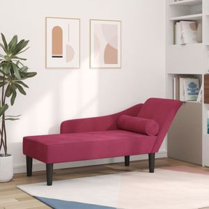 vidaXL - Chaise Longue - Wijnrood - Fluweel - Inclusief Kussens