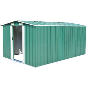 vidaXL-Tuinschuur-257x392x181-cm-metaal-groen