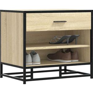 vidaXL Schoenenbank 60x40x53,5 cm bewerkt hout en metaal sonoma eiken