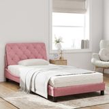 vidaXL Bed met matras fluweel roze 100x200 cm