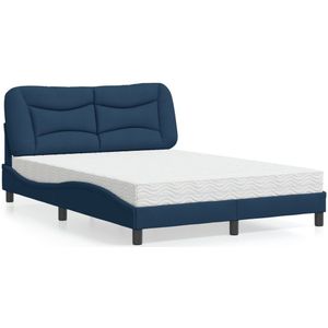 vidaXL Bed met matras stof blauw 140x190 cm