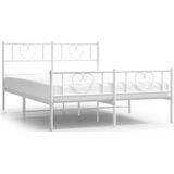 vidaXL Bedframe met hoofd- en voeteneinde metaal wit 150x200 cm