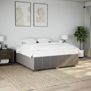 vidaXL Bedframe zonder matras stof taupe 180x200 cm