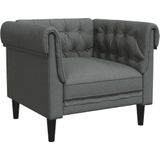 vidaXL Fauteuil Chesterfield-stijl stof donkergrijs