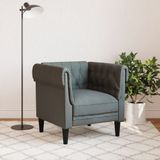 vidaXL Fauteuil Chesterfield-stijl stof donkergrijs