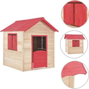 vidaXL Kinderspeelhuis vurenhout rood