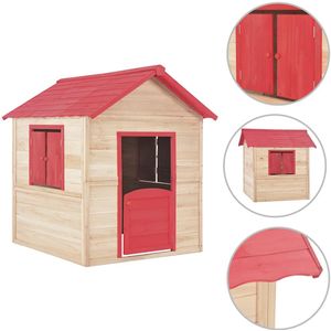 vidaXL Kinderspeelhuis vurenhout rood