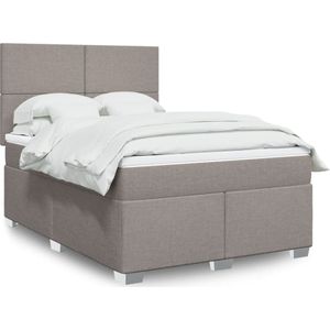 vidaXL Boxspring met matras stof taupe 160x200 cm