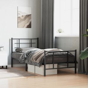 vidaXL Bedframe met hoofd- en voeteneinde metaal zwart 90x190 cm