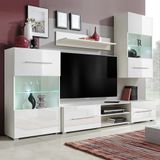 vidaXL Muurvitrine tv-meubel met LED-verlichting wit 5-delig