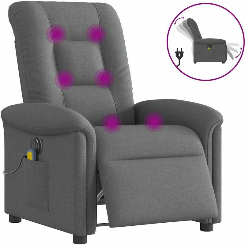 vidaXL Massagestoel elektrisch verstelbaar stof donkergrijs