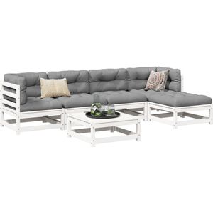 vidaXL - 6-delige - Loungeset - massief - grenenhout - wit
