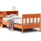 vidaXL Bed met boekenkast zonder matras grenenhout wasbruin 90x190 cm
