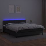 vidaXL Boxspring met matras en LED kunstleer zwart 180x200 cm