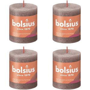 Bolsius Stompkaarsen Shine 4 St Rustiek 80x68 Mm Rustiek Taupe