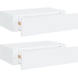 vidaXL Wandschappen 2 st met lade 40x23,5x10 cm MDF wit