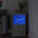 vidaXL Bijzetkast met LED bewerkt hout grijs sonoma