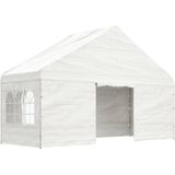 vidaXL Prieel met dak 20,07x5,88x3,75 m polyetheen wit