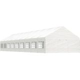 vidaXL Prieel met dak 20,07x5,88x3,75 m polyetheen wit