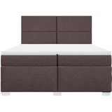 vidaXL Boxspring met matras stof donkerbruin 200x200 cm