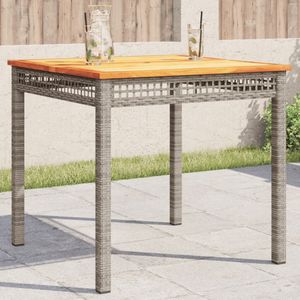 vidaXL Tuintafel 80x80x75 cm poly rattan en acaciahout grijs