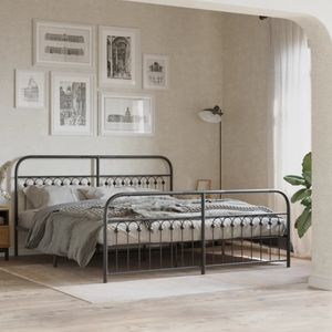 vidaXL Bedframe met hoofd- en voeteneinde metaal zwart 183x213 cm