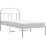 vidaXL Bedframe met hoofdbord metaal wit 100x200 cm