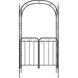 vidaXL Tuinboog met poort 108x45x235 cm staal zwart