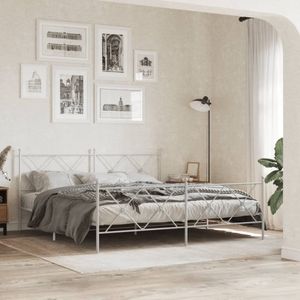 vidaXL - Bedframe - met - hoofd- - en - voeteneinde - metaal - wit - 180x200 - cm