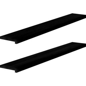 vidaXL Vensterbanken 2 st 140x20x2 cm massief eikenhout donkerbruin