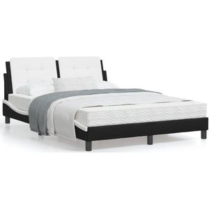 vidaXL Bedframe met hoofdbord kunstleer zwart en wit 120x200 cm