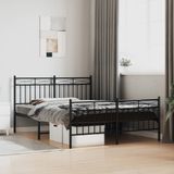 vidaXL Bedframe met hoofd- en voeteneinde metaal zwart 135x190 cm