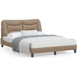 vidaXL Bedframe met hoofdbord kunstleer cappuccinokleurig 140x200 cm