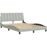 vidaXL Bedframe met hoofdeinde fluweel lichtgrijs 140x190 cm