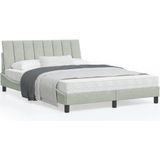 vidaXL Bedframe met hoofdeinde fluweel lichtgrijs 140x190 cm