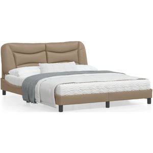 vidaXL Bedframe met hoofdbord kunstleer cappuccinokleurig 160x200 cm