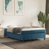 vidaXL Bedframe zonder matras 140x190 cm fluweel donkerblauw