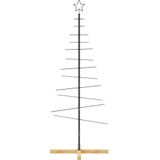 vidaXL Kerstdecoratie kerstboom met houten basis 150 cm metaal zwart