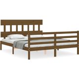 vidaXL Bedframe met hoofdbord hout honingbruin 160x200 cm