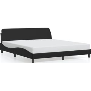 vidaXL Bedframe met hoofdbord kunstleer zwart 180x200 cm