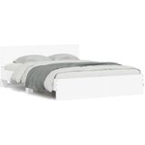 vidaXL Bedframe met hoofdeinde en LED-verlichting wit 160x200 cm