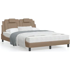 vidaXL Bed met matras kunstleer cappuccinokleurig 120x200 cm